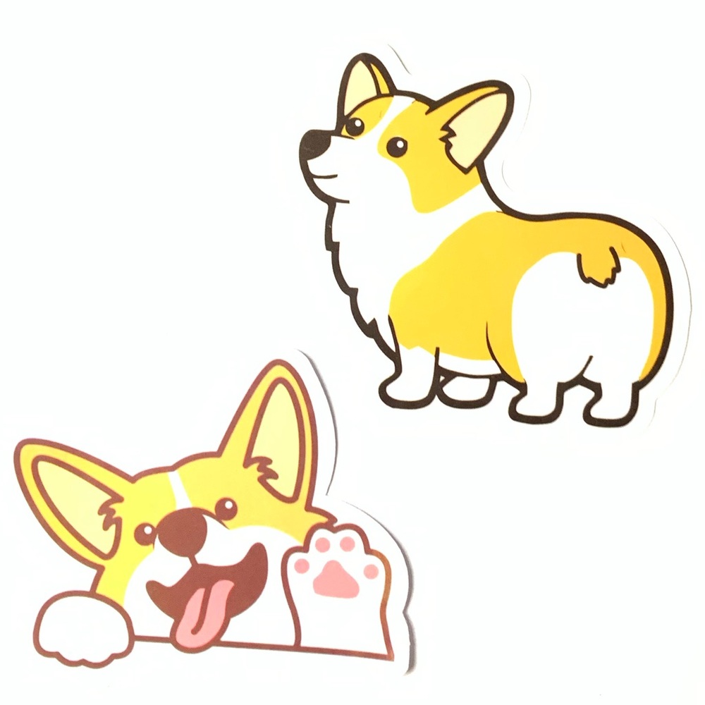 2 Piece Corgi Vinyl Stickers
